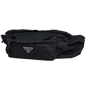 Prada PRADA Logo Plate Body Bag Waist Nylon Nero (Black) Women's
